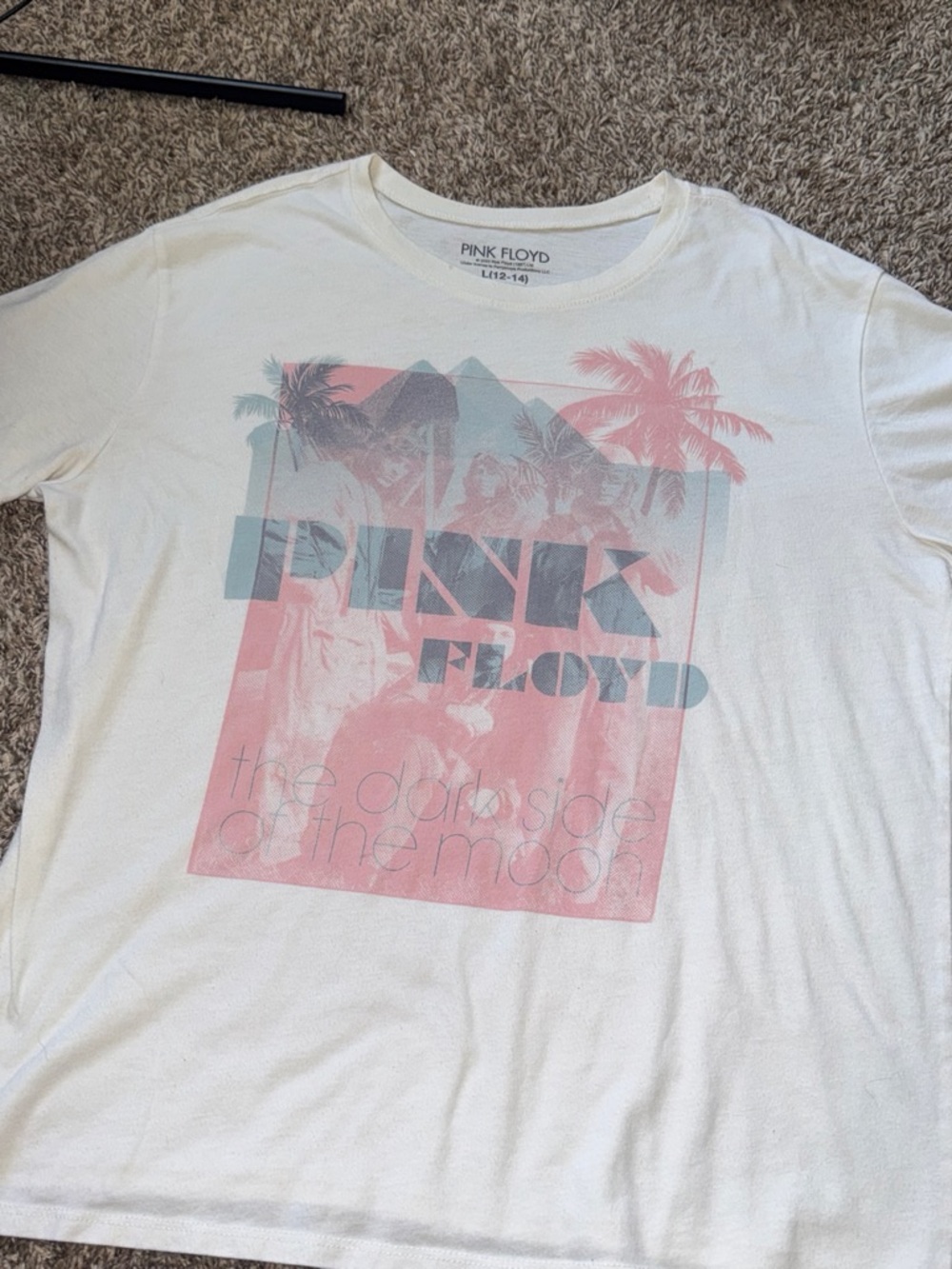Pink Floyd White Tee with Pink and Blue Graphic